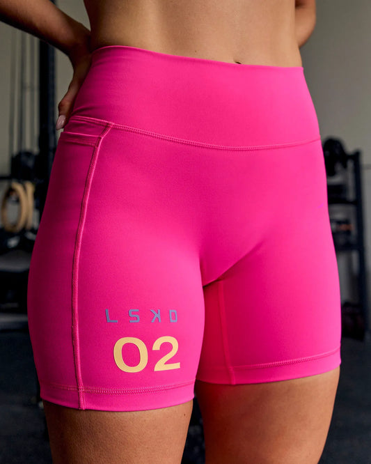 Fusion V-Contour High-Rise 6" Short Pockets - Ultra Pink-Tech Department
