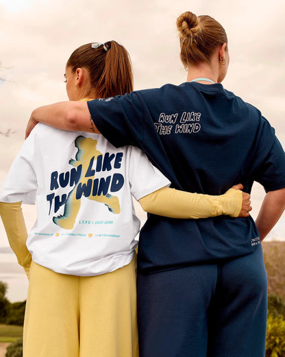 Run Like The Wind FLXCotton Oversized Tee - White-Future Navy