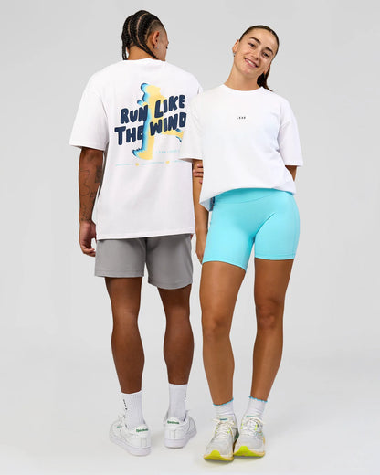 Run Like The Wind FLXCotton Oversized Tee - White-Future Navy