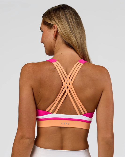 Revitalise Flash Sports Bra - Ultra Pink-Cantaloupe-White