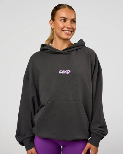 Miami Vibe Oversized Hoodie - Dark Storm-Marshmallow